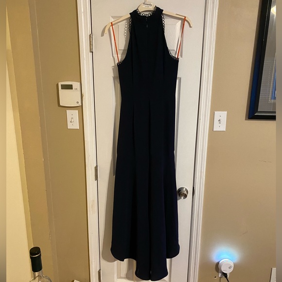 ML MONIQUE LHUILLIER Navy Love No One Halter-Neck High-Low Gown 6 - Picture 11 of 14